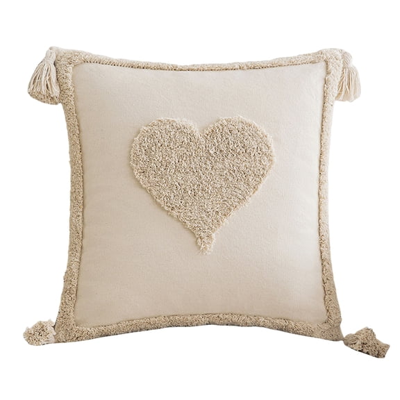 Mozhitti Heart Fringe Pillow Plush Cushion Soft Decorative Throw Pillow For Sofa & Bedroom
