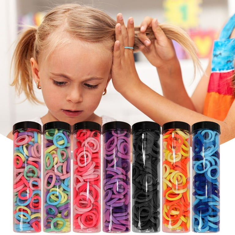 keusn pack hair ties baby toddlers girls elastics hair bands black colorful  small rubber bands ponytail pigtails holders not harm to hair 