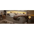 thumbnail image 6 of New Upholstered Twin Size Platform Bed with USB Ports and LED Belt, With Trundle, White, 6 of 10
