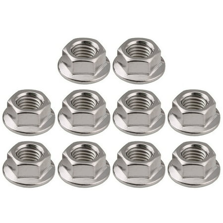 

SEFUONI 10 Pcs Serrated Hex Flange Nuts Stainless Steel Automatic locking Nut Fasteners Bright Finish Hex lock Nuts (M5/M6/M8)