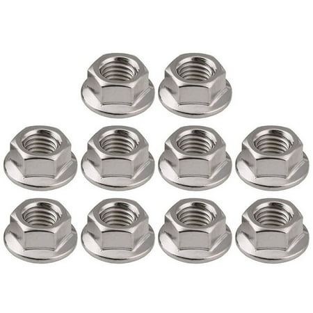 

SEFUONI 10 Pcs Serrated Hex Flange Nuts Stainless Steel Automatic locking Nut Fasteners Bright Finish Hex lock Nuts (M5/M6/M8)