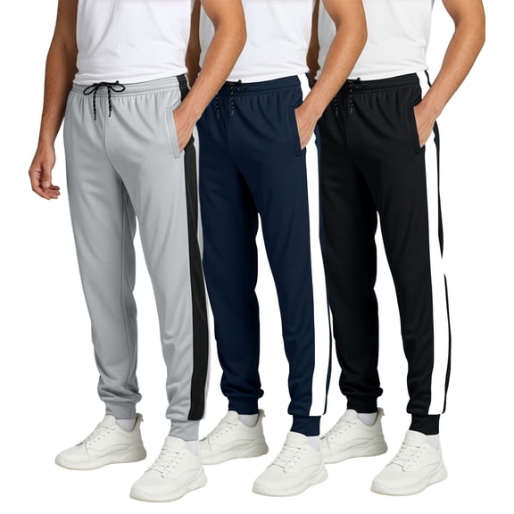 Real Essentials 3 Pack: Men's Mesh Jogger | Athletic Sweatpants with Pockets | Active Track Gym Workout Pant (Big & Tall)