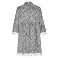 thumbnail image 5 of Munlar Women's Gray Mini Dress Plus Size Floralprint Loose Sundress 3/4 Sleeve Summer Casual Sundress, 5 of 6
