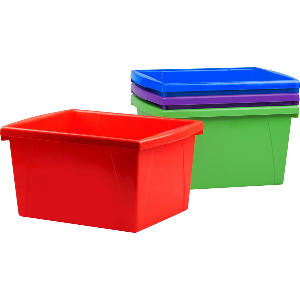 Storex, STX61476U03C, 4 Piece Small Storage Bins, 4 / Set, Assorted