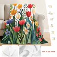 thumbnail image 5 of Spring Floral Blanket Soft Cozy Warm Throw Blanket for Couch, Plush Fuzzy Flannel Fleece Blankets for Sofa, Botanical Flower Leaf Plant Bed Blankets Lightweight Gifts for Women, 32"x48", 5 of 9