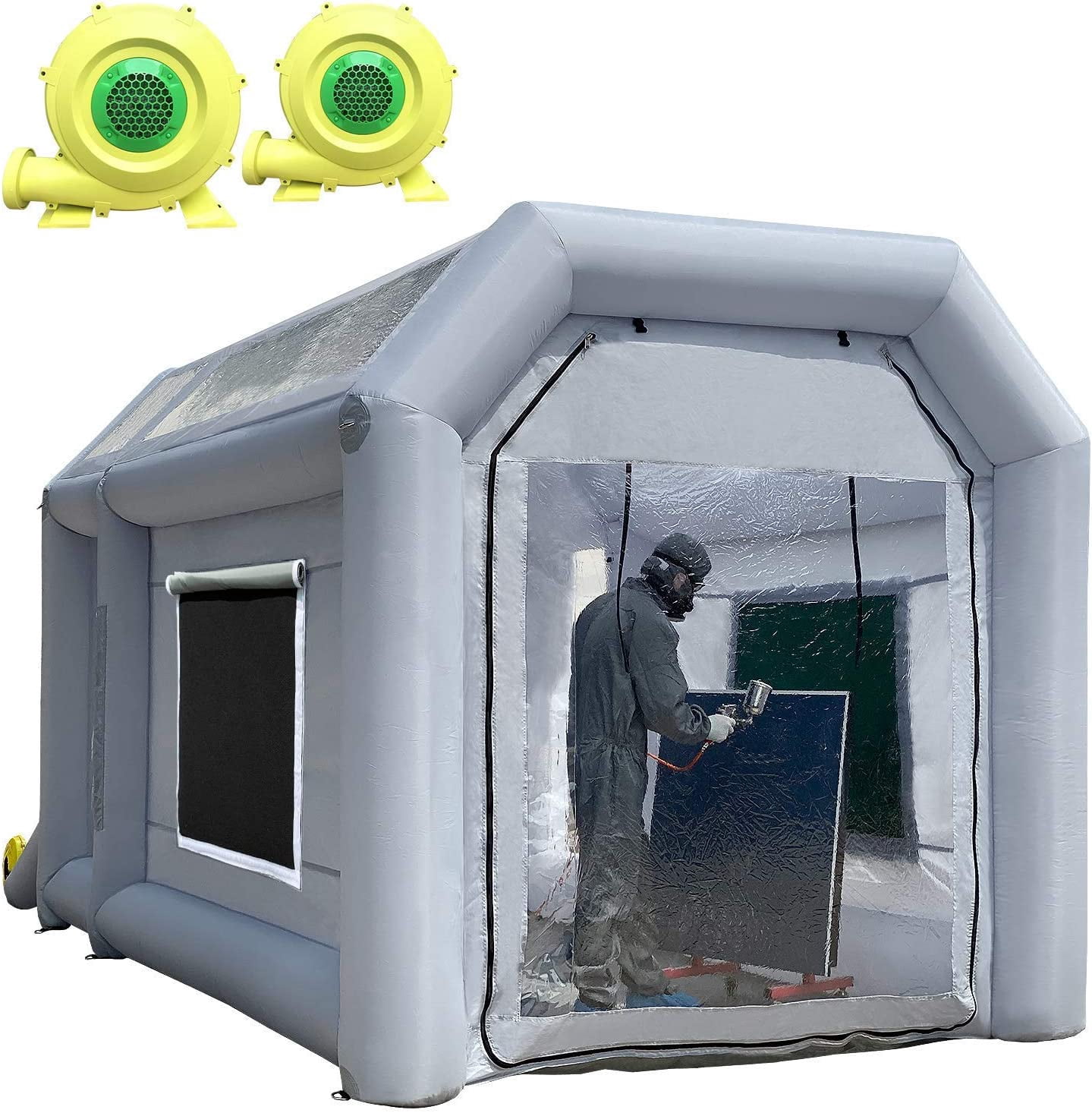 Sewinfla Indoor Inflatable Paint Booth with Air Draft Device 13x8.2x8.2Ft with Blowers