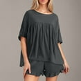 thumbnail image 2 of Xdegoge Women's Summer 2 Piece Outfits 2025 Ruffle Short Sleeve Tops and Shorts Casual Loose Oversized T-Shirts Lounge Sets Ladies' Loose Matching Sets Loungewear Fashion Clothes Conjunto Mujer, 2 of 8
