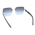 thumbnail image 4 of Womens Luxury Rimless Beveled OG Plastic Wood Buff Arm Metal Sunglasses Gold Black - Blue, 4 of 4