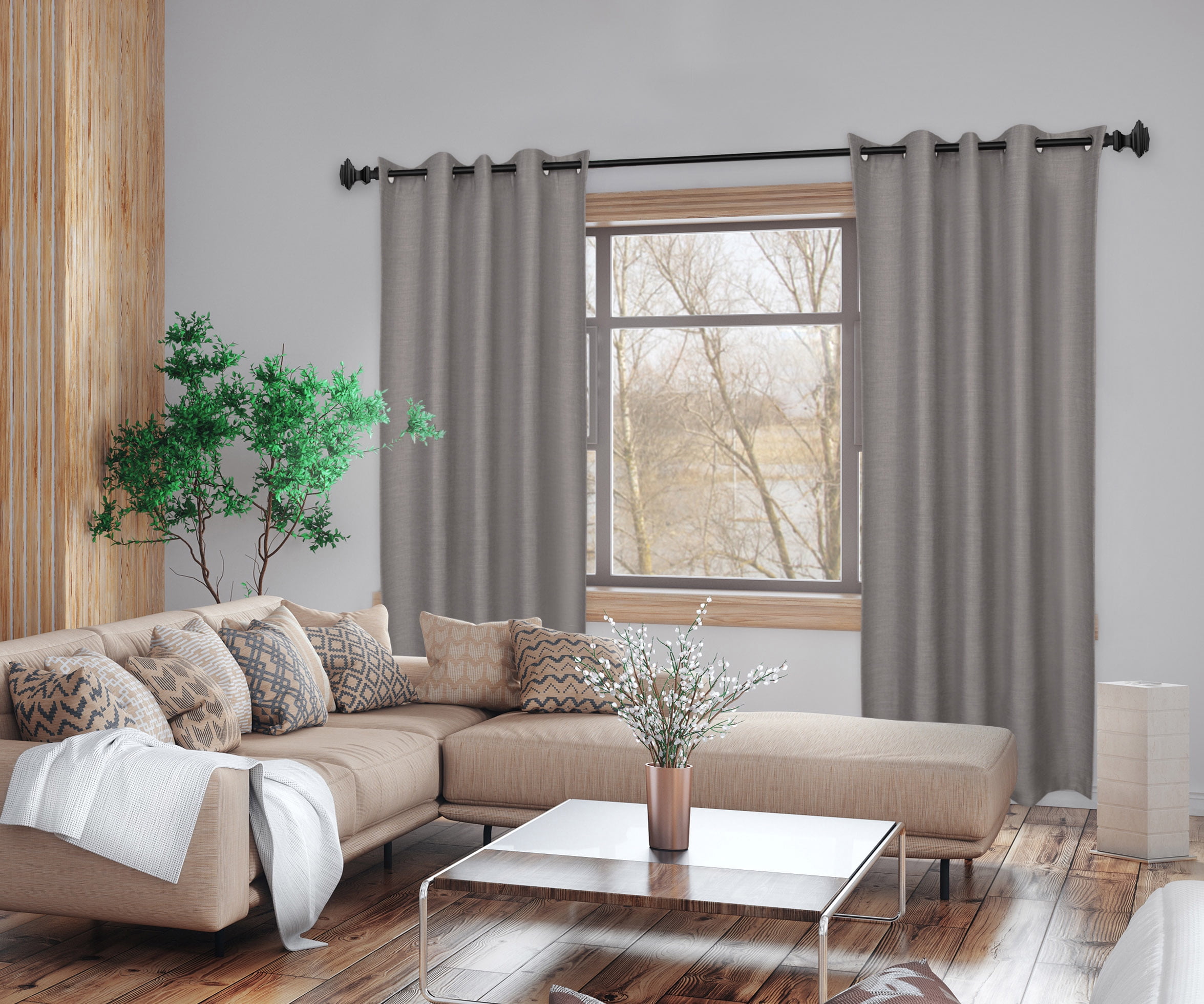Better Homes & Gardens 1” Metal Square Single Curtain Rod, Matte Black, 42-120”