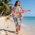 thumbnail image 5 of Xixirimido Tie-dye Print Kaftan Dress for Women, Plus Size Hawaiian Batwing Sleeve Beach Cover Up V-Neck Summer Swimsuit Dresses, 5 of 7