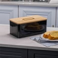 thumbnail image 7 of Bread Bin,Innovative Box Thanks to Carbon Coating,with Integrated Ventilation Holes,Including Bamboo Lid Black, 7 of 7