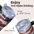 thumbnail image 4 of Double Wall 20oz Stainless Steel Tumbler With Handle Leak Proof Geometric Print Insulated Travel Coffee Cup With Straw, 4 of 5