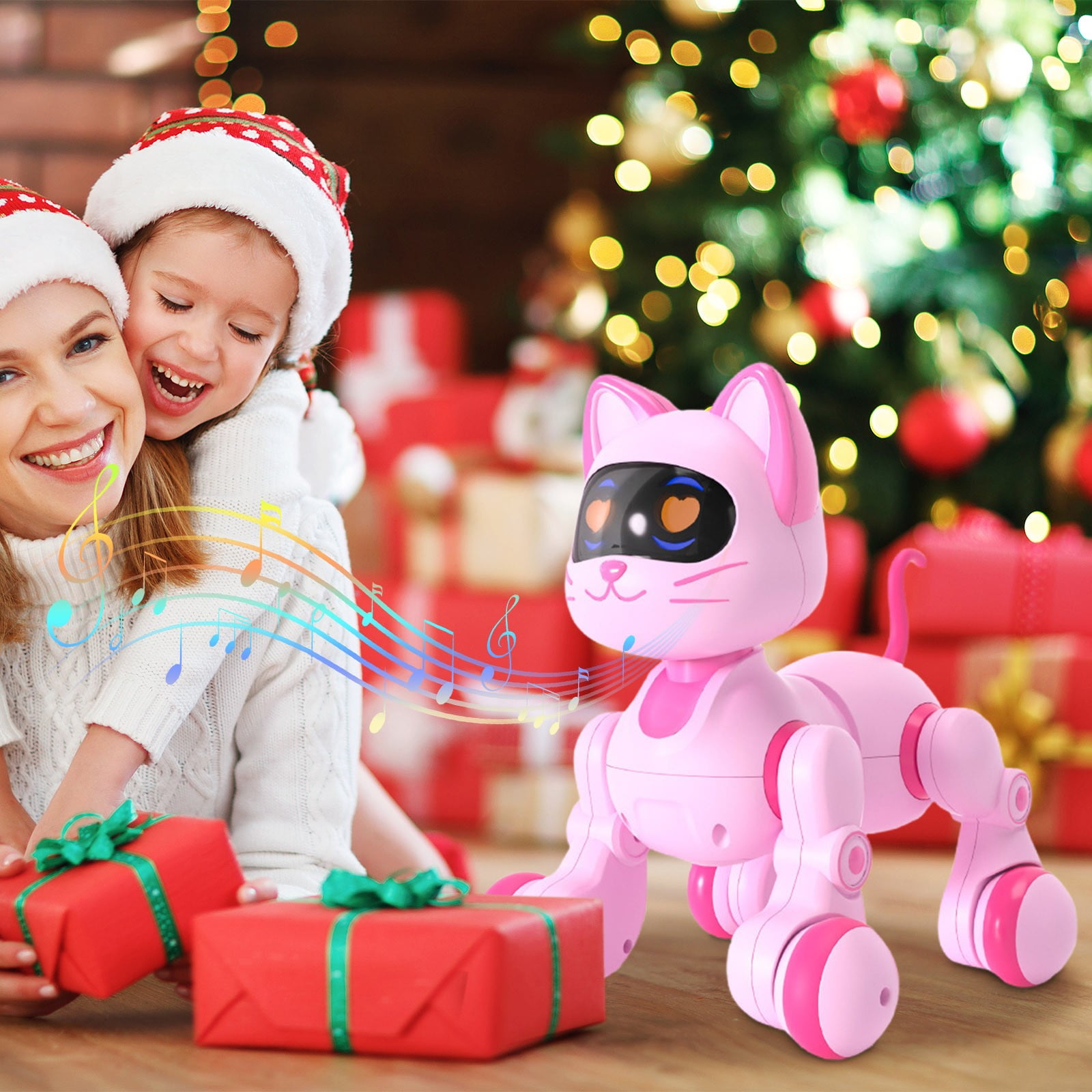 Interactive Robotic Cat, Programmable Dancing Robot with Voice Mimicry and Remote Control, LED Light Show for 6-8 Years, STEM Learning Companion