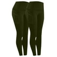 thumbnail image 2 of BLTIBY 2PC Women's Yoga Pants High Waist Solid Colour Tummy Control Leggings with Pockets Fashion Workout Tight Athletic Trousers Army Green 3XL, 2 of 7