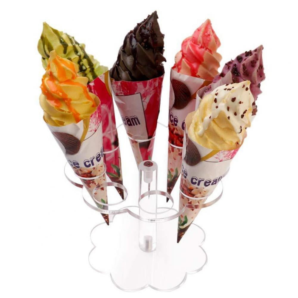 1pcs 6 Holes Acrylic Ice Cream Cone Stand Holder Transparent/Chip Cone Hol Z6 