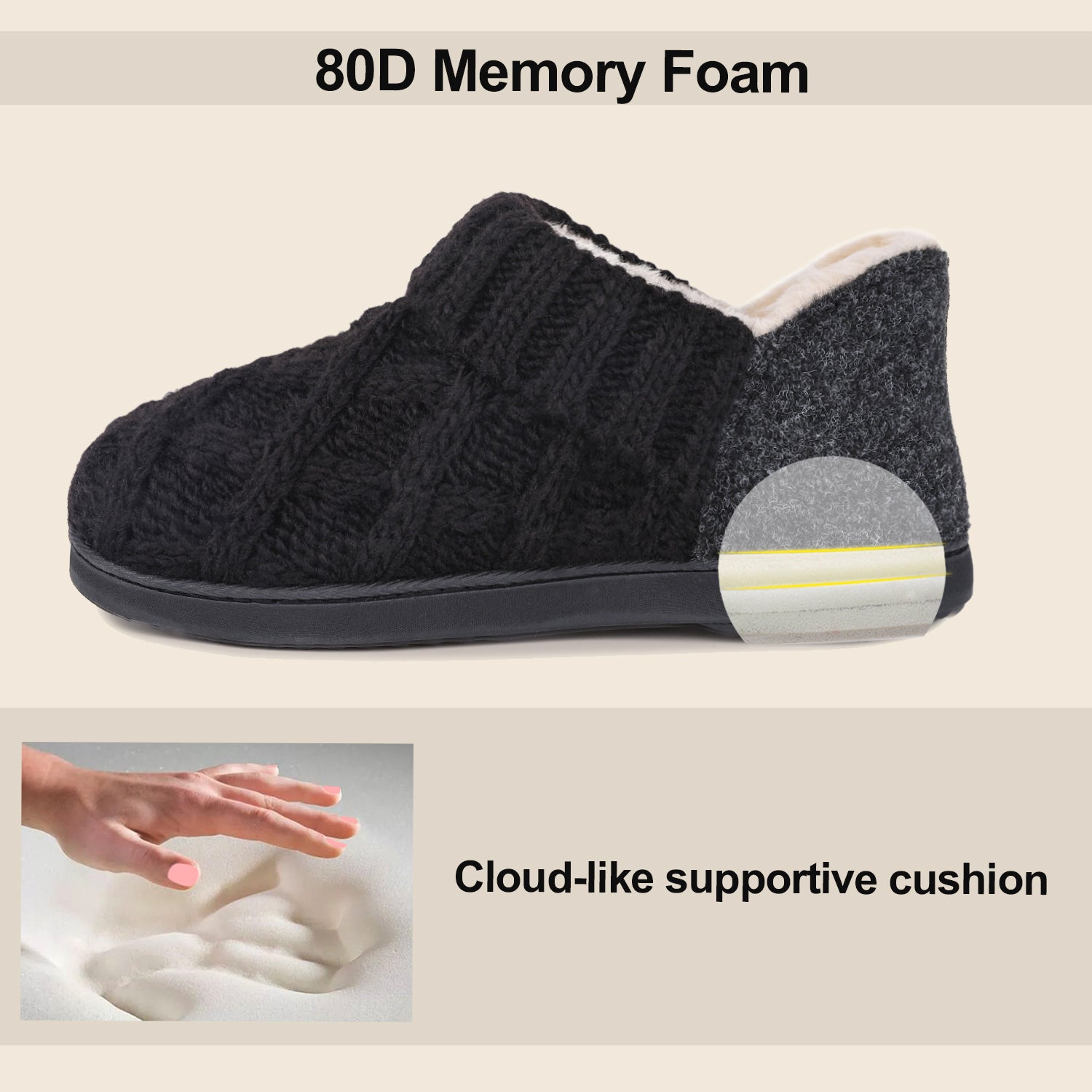 LongBay Women's Warm Wool Cable Knit Bootie Slippers photo 6