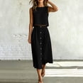 thumbnail image 2 of Miluxas Women's Casual 2 Piece Outfits Sleeveless Crewneck Crop Tank Top and Long Skirt Sets with Pockets Summer Beach Vacation Outfits Black, 2 of 8