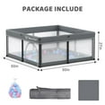 thumbnail image 5 of Foldable Baby Playpen with Mat, Collapsible Play Pen for Babies and Toddlers, Indoor & Outdoor Kids Safety Play Pen, Portable Play Yard with 50 Ocean Balls, 50"×50", Gray, 5 of 10