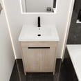 thumbnail image 3 of Freestanding Bathroom Vanity with White Resin Sink, Modern  Storage Cabinet with 2 Soft-Close Cabinet Doors, 24 Inch, Plain Light Oak+White, 3 of 9