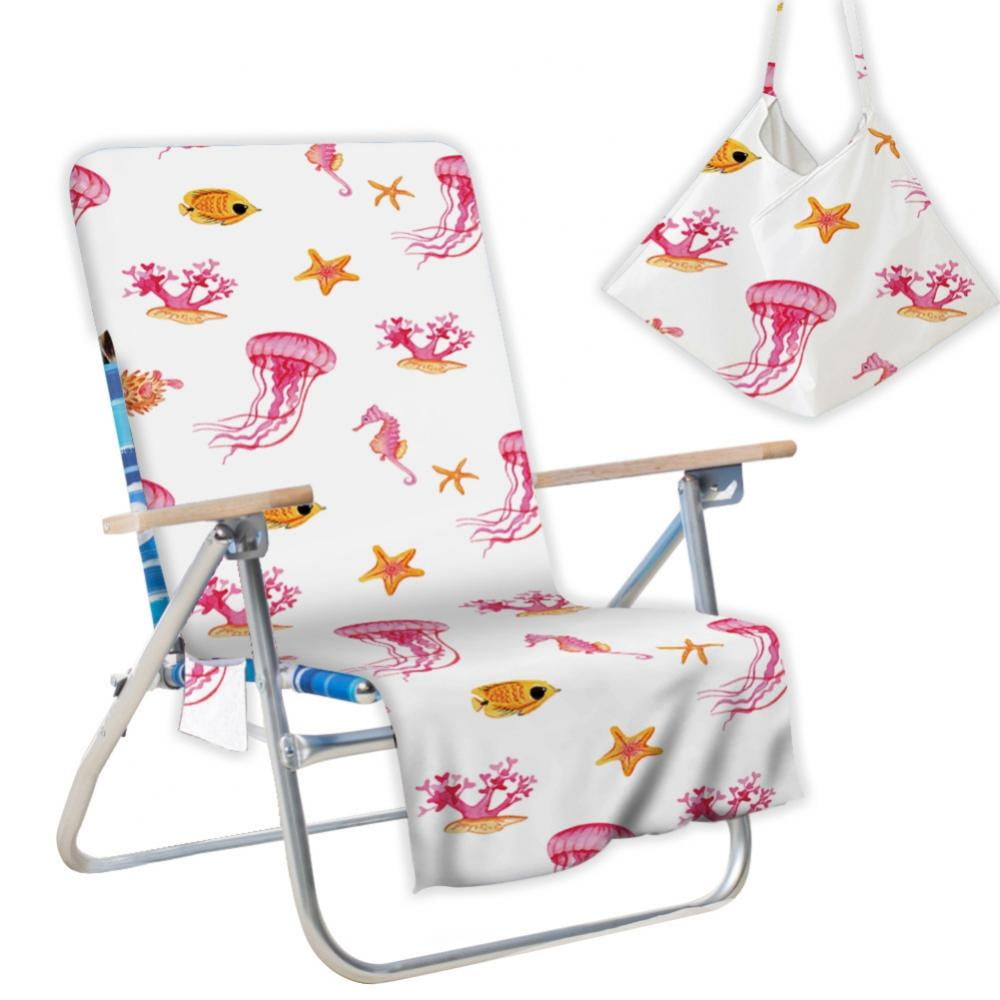 Aosijia Beach Chair Cover with Side Pockets Portable Chair Towel Cover