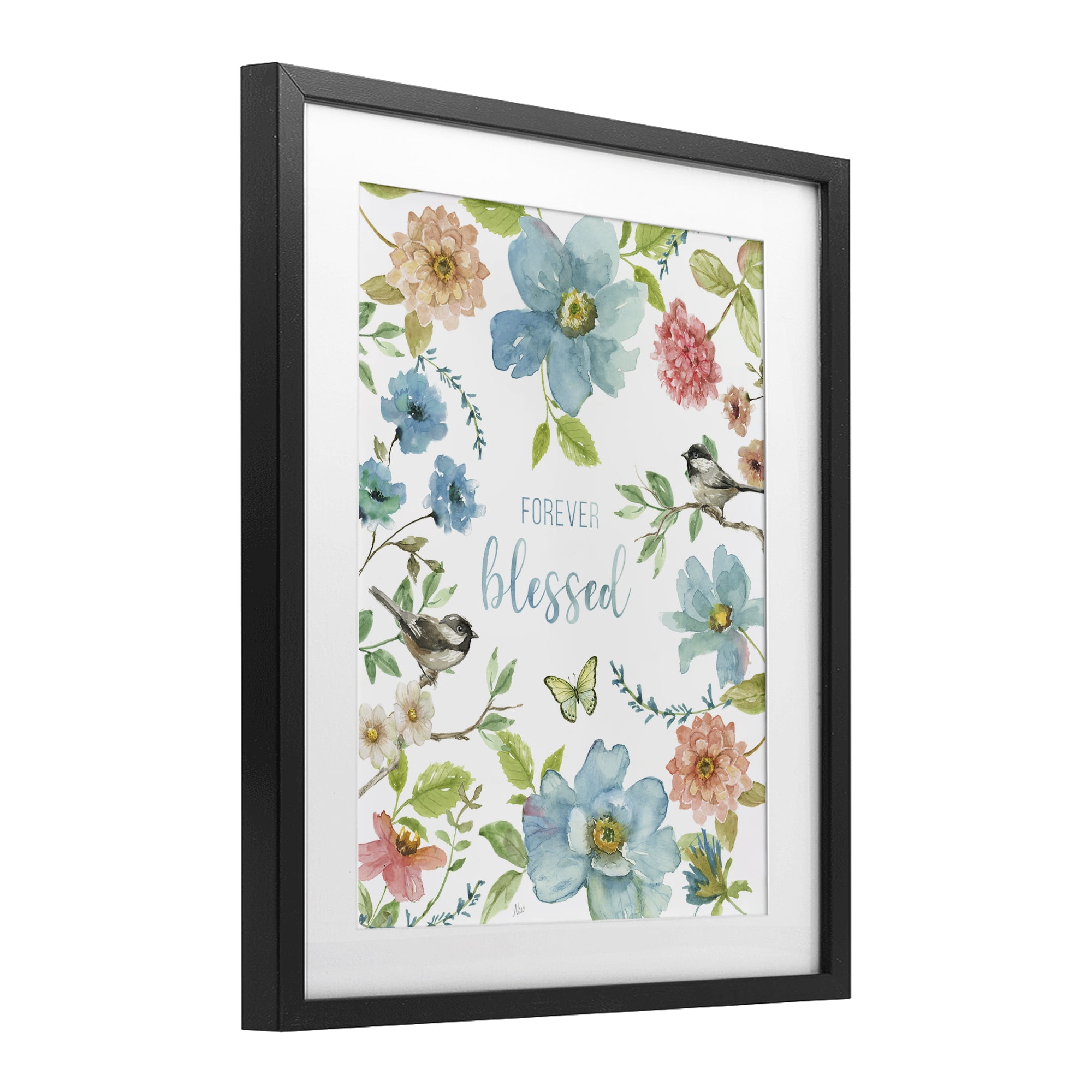 Stupell Industries Forever Blessed Pink & Blue Black Framed Print Under Glass, design by Nan