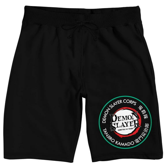 Demon Slayer Corps Logo Men's Black Sleep Pajama Shorts-Medium