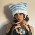 thumbnail image 4 of xiaxaixu Bonnets pour Femmes, Bonnet d'Oreilles de Chat Chaud d'Hiver Bonnets Gothiques Grunge Bonnet au Crochet pour Activités Extérieures, 4 of 9