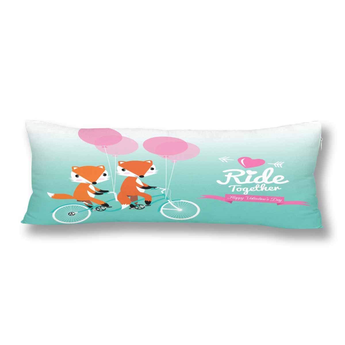 Gckg Cute Couple Foxes Ride Tandem Bicycle Body Pillow Covers