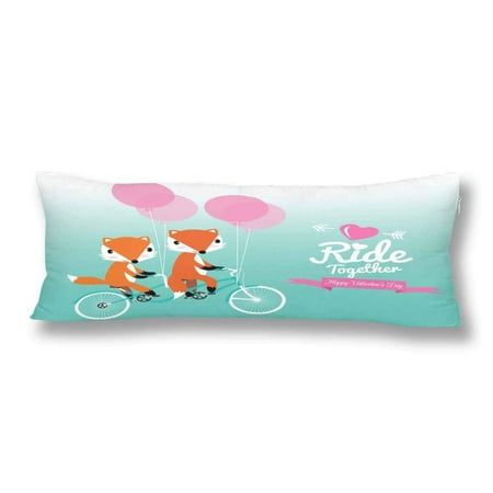 Gckg Cute Couple Foxes Ride Tandem Bicycle Body Pillow Covers