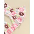 thumbnail image 4 of Suealasg Toddler Girl Birthday Clothes Doughnut Print Short Sleeve T-Shirt +Elastic Flare Pants Set +Headband 3 Piece Toddler Cake Smash Outfits, 4 of 9