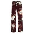 thumbnail image 6 of Lopecy-Sta Stretch Pants for Women Gift for Wives Women's Comfy Pajama Pants Wide Leg Lounge Palazzo Yoga Pants Stretch Casual Floral Print Fold Waist Pants, 6 of 6