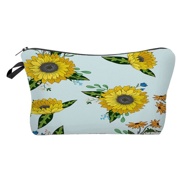 Cosmetic Bags Romantic Sunflower Print Waterproof Large Capacity Organizer Bag for Daily Use