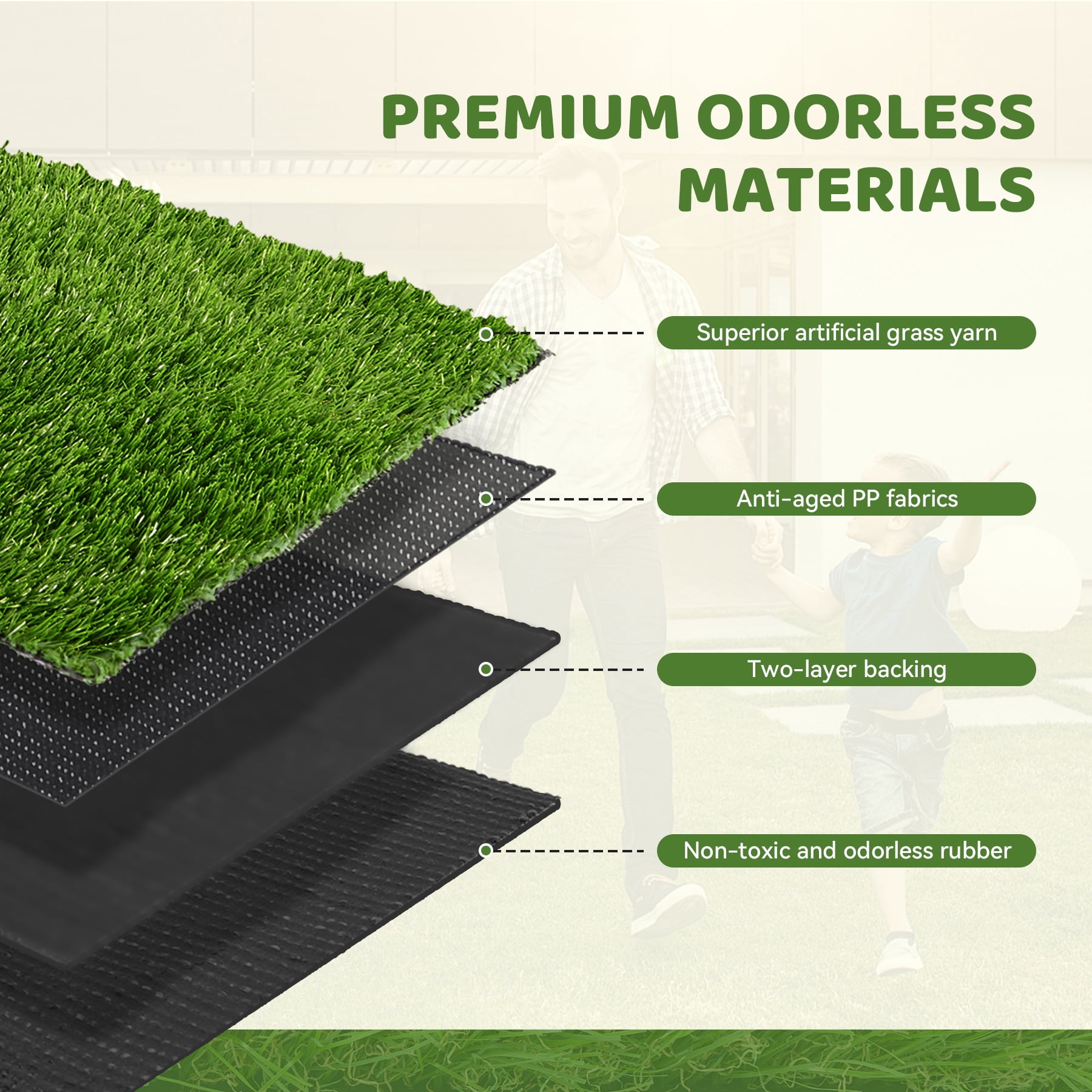Hawsaiy 3×5ft Artificial Grass Rug, 1.38" Thick Fake Grass Mat with Drainage, UV-Resistant Synthetic Turf for Garden, Patio, Balcony, Kids & Pets