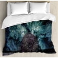 thumbnail image 3 of Space Duvet Cover Set Twin Size, Outer Space Nebula Galaxy Stars Mars Jupiter with a Tree on a Planet Universe Print, Decorative 2 Piece Bedding Set with 1 Pillow Sham, Multicolor, by Ambesonne, 3 of 3