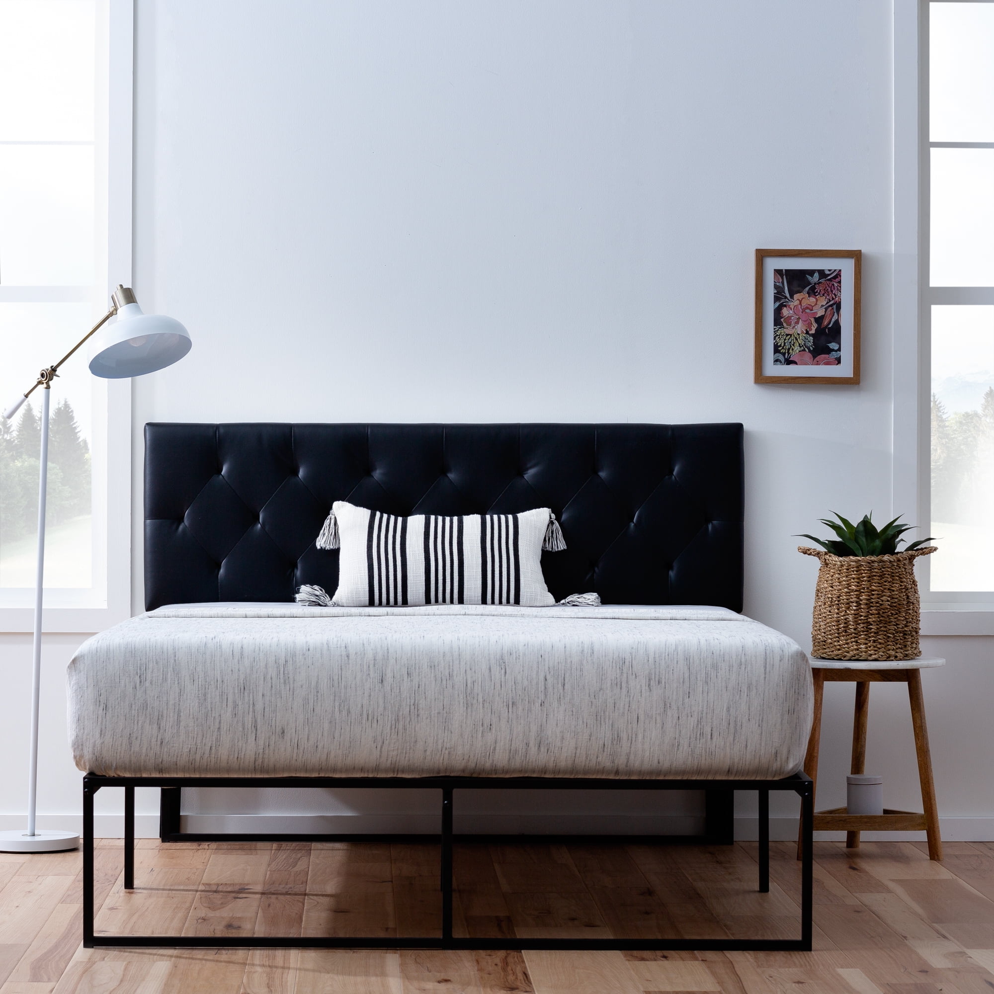 Rest Haven Harrington Faux Leather Upholstered Headboard, Full, Black