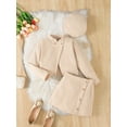 thumbnail image 3 of Mikrdoo Big Girls New Years Outfit Mandarin Collar Coat Buttons Skirts Beret Princess Skirt Set for Photo Shoot 11-12 Years,Apricot, 3 of 9