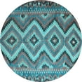 thumbnail image 1 of Ahgly Company Indoor Round Southwestern Light Blue Country Area Rugs, 5' Round, 1 of 4