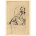 thumbnail image 2 of Marcellin-Gilbert Desboutin 11x14 Black Ornate Wood Framed Double Matted Museum Art Print Titled: Renoir Seated (1877), 2 of 5