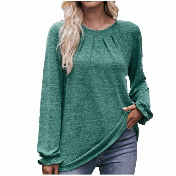 qucoqpe Womens Long Sleeve Tops Casual Crewneck Tunic Sweatshirts for Legings
