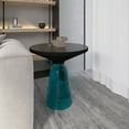 thumbnail image 3 of LeisureMod 19" Round End/Side Table with Glass Top and Black Powder-Coated Iron Rim Tempered Glass Pedestal Base No Assembly for Modern Home, Living Room Tully Collection in Blue/Black, 3 of 18