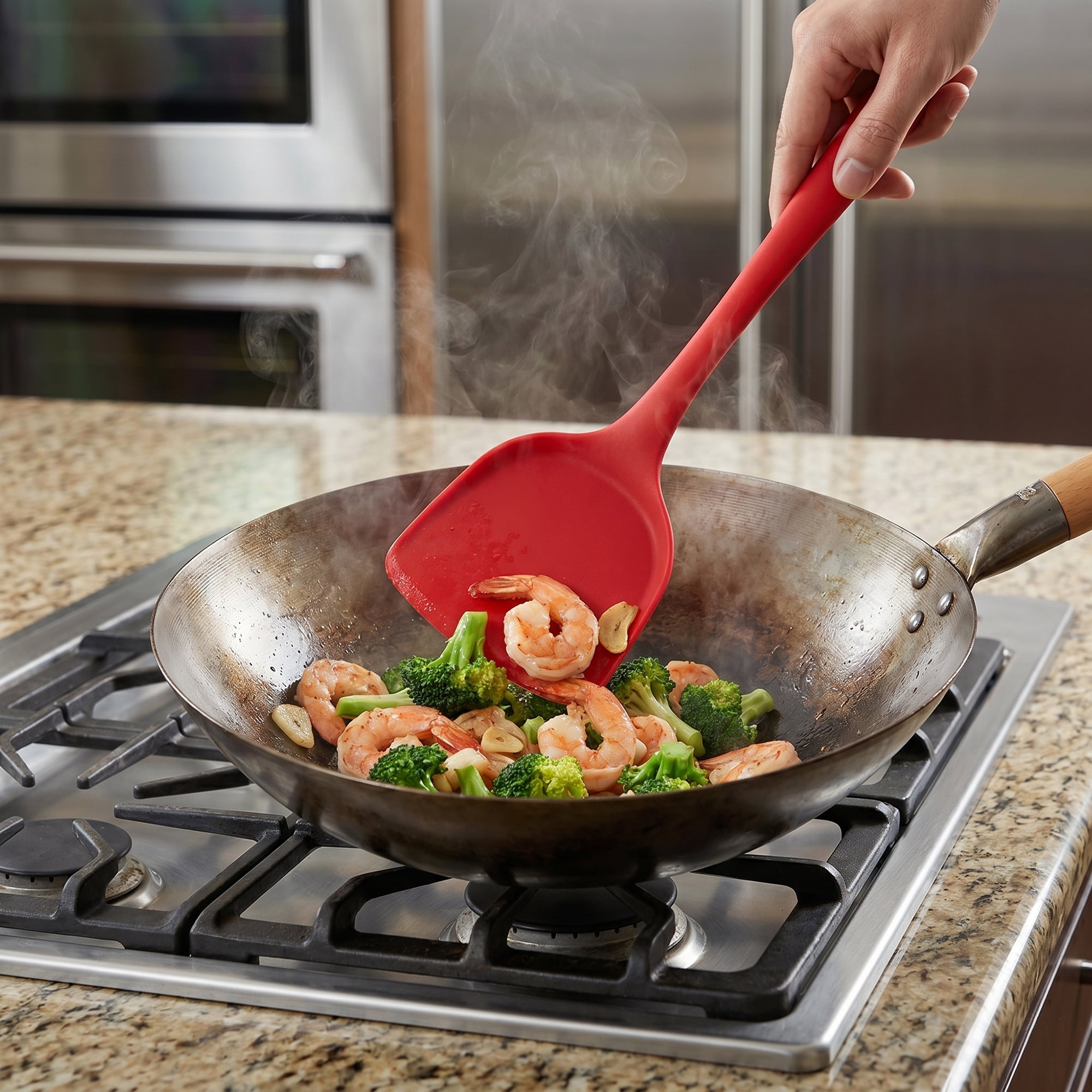 Unique Bargains Portable Kitchen Utensil Spatula Ideal for Flipping Red 12.8x3.7 in