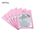 thumbnail image 3 of Uxcell 5.9x4.1" Holographic Bags, 100 Pack Aluminized Plastic Resealable Storage Bags for Small Things, Pink, 3 of 5