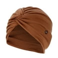 thumbnail image 2 of SPRING PARK Fashion Solid Color Women Casual Cross Knot Soft Button Beanie Skull Cap Muslim Turban, 2 of 3