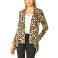 thumbnail image 6 of INSPIRE CHIC Women's Leopard Print Long Sleeve Open Front Cardigan Beige Brown M, 6 of 8
