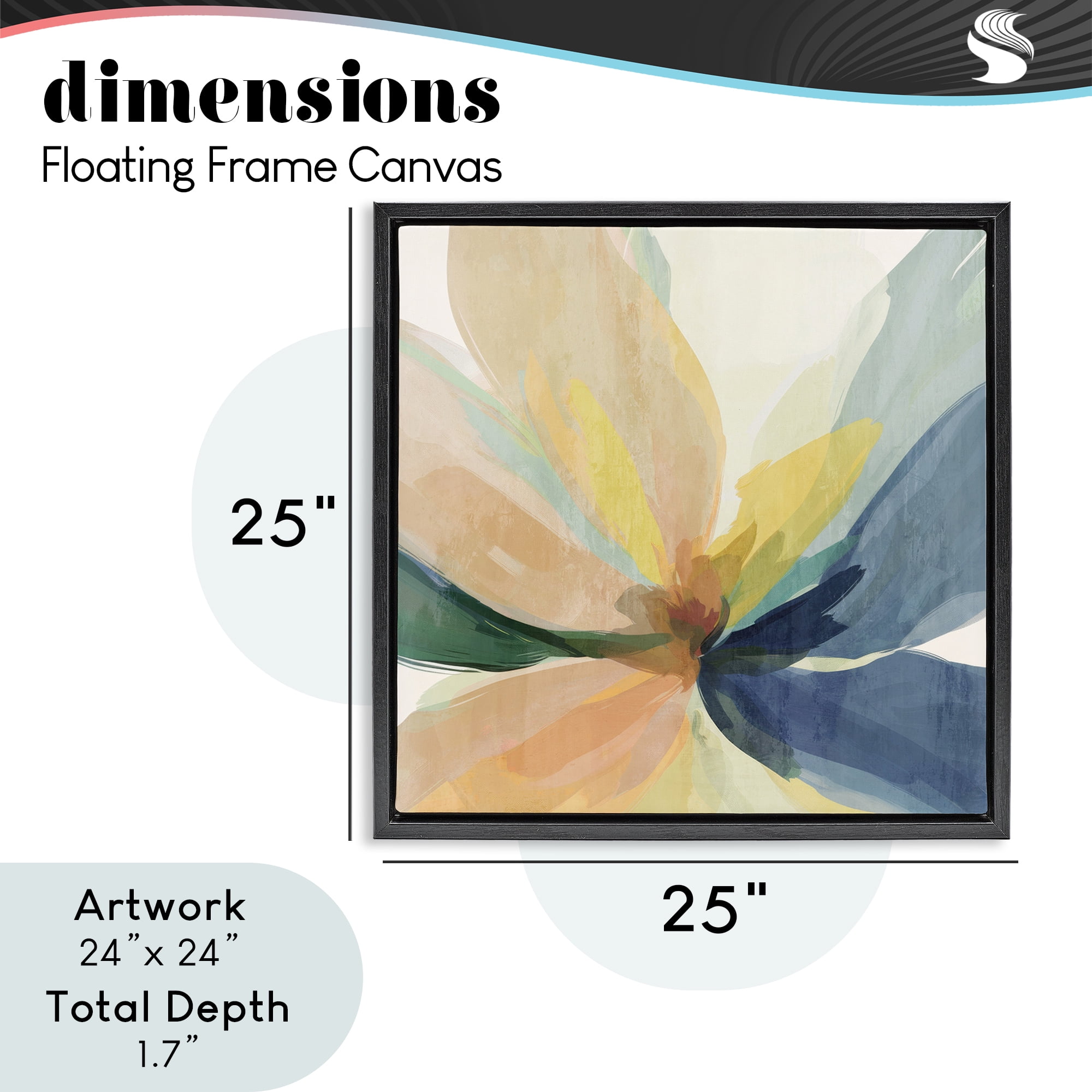 Flared Abstract Neutral Petals Black Framed Floater Canvas Wall Art, design by Irena Orlov