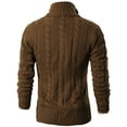 thumbnail image 4 of H2H MENS HIGH NECK TWISTED KNIT CARDIGAN SWEATER WITH BUTTON DETAILS BROWNBEIGE US L/ XL (KMOCAL020), 4 of 6