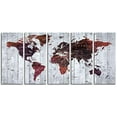 thumbnail image 2 of Original by BoxColors Xlarge 30"x 70" 5 Panels 30x14 Ea Art Canvas Print Watercolor Brown Map World Push Pin Travel Wall decor (framed 1.5" depth) M1823, 2 of 6
