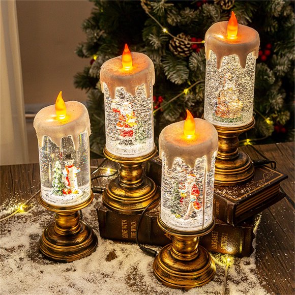 Vaidha Christmas Decorations Candle Lights Christmas Crystal Lights Music Box Children's Birthday Christmas Gifts