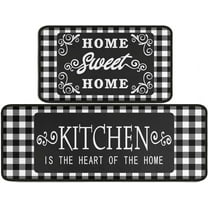 Black and White Buffalo Plaid Kitchen Mat Set of 2, Non Slip Washable Home Decor Kitchen Rugs and Mats for Floor Comfort Standing Mats for Kitchen, Sink, Office, Laundry 17"x47" 17"x30"