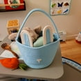 thumbnail image 5 of CHENGDAO 2Pack Cotton Rope Storage Baskets with Removable Bunny Ears, Foldable Organizer, Blue&White, 5 of 7